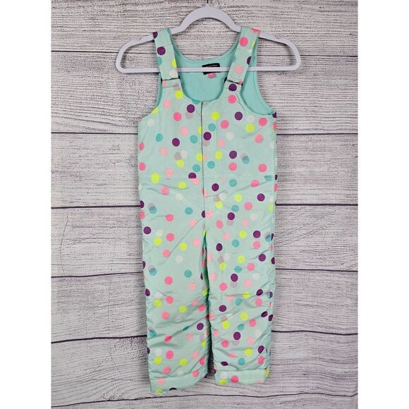 The Children's Place Toddler Print Snow Overalls Polka Dot Multicolored Size 4T - Picture 1 of 16